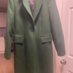 ZARA Forest Green Wool-Blend MANTECO Coat – Size Small – Premium Fabric